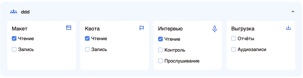 Права подрядчика по группам